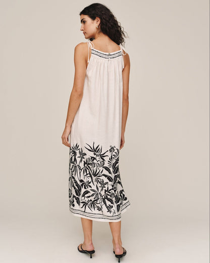 Bella Dahl Tie Strap Maxi Dress - Botanic Border Print