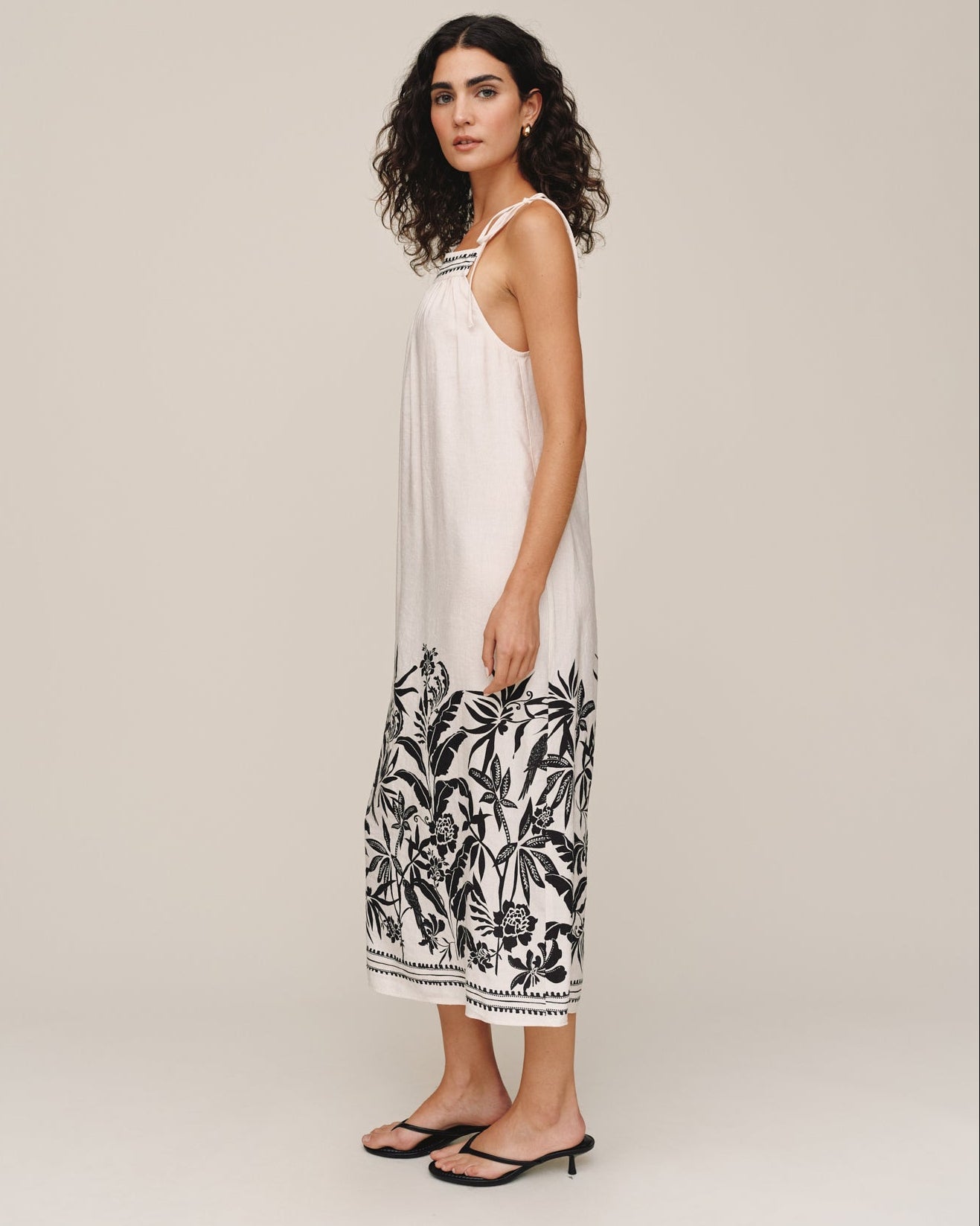 Bella Dahl Tie Strap Maxi Dress - Botanic Border Print