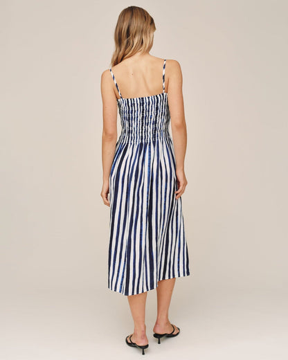 Bella Dahl Smocked Midi Dress - Painted Tides Stripe