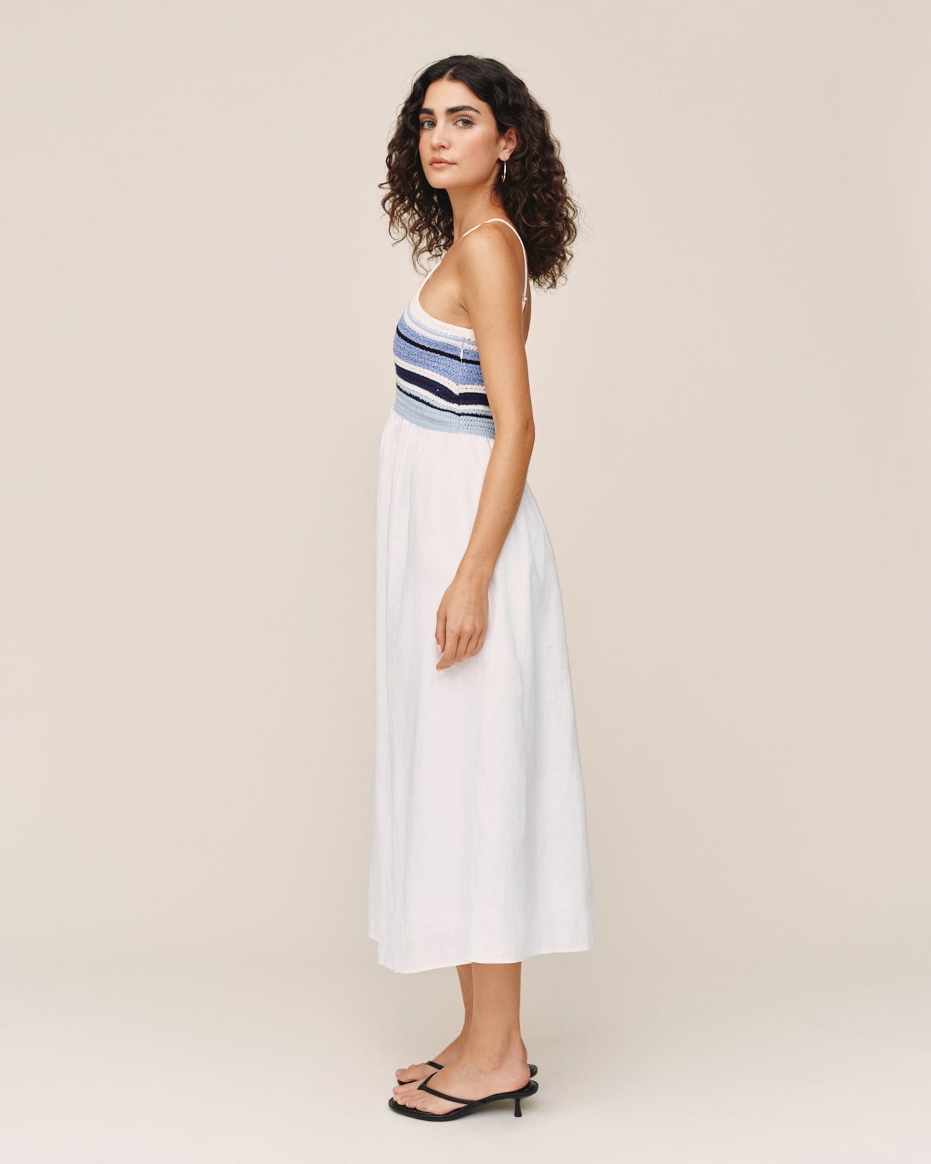 Bella Dahl Crochet Mixed Dress - Ocean Blue