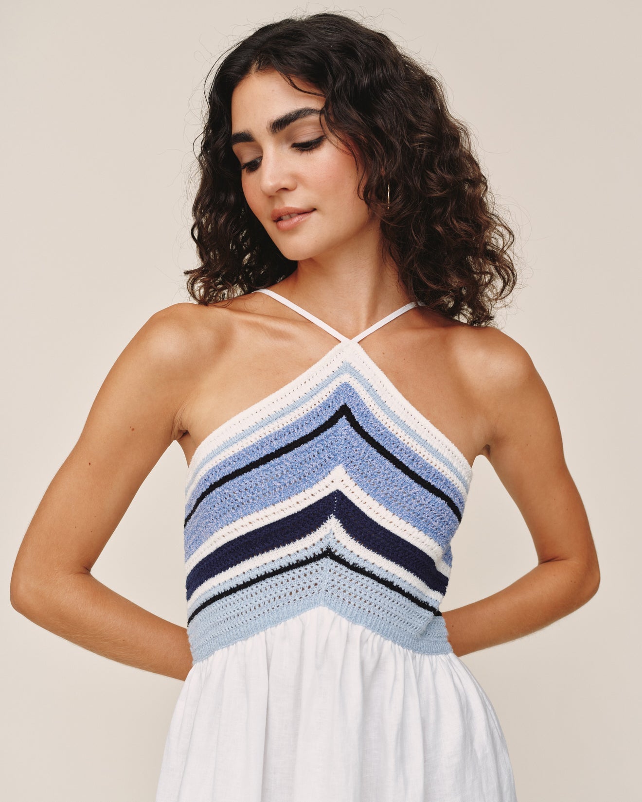 Bella Dahl Crochet Mixed Dress - Ocean Blue