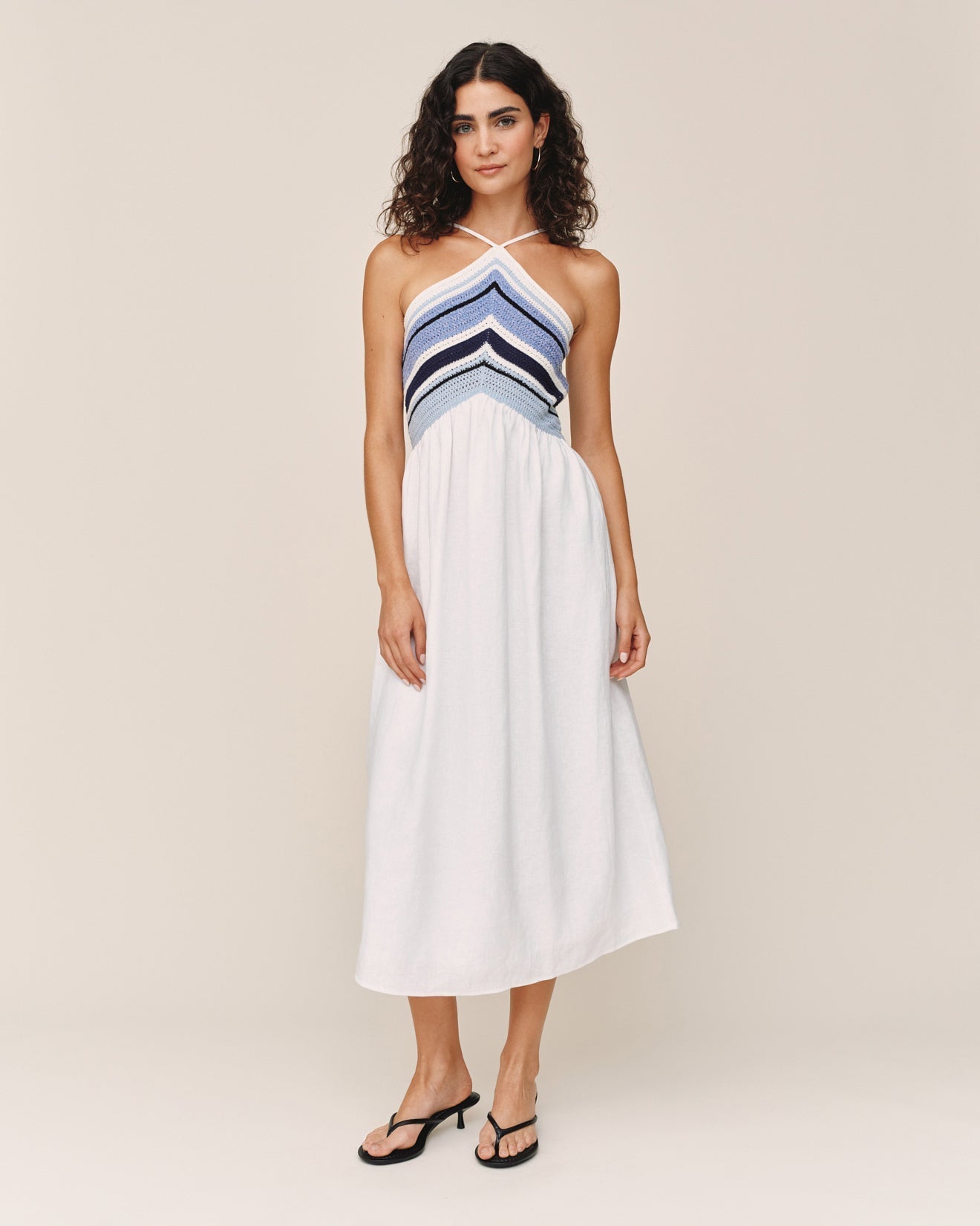 Bella Dahl Crochet Mixed Dress - Ocean Blue
