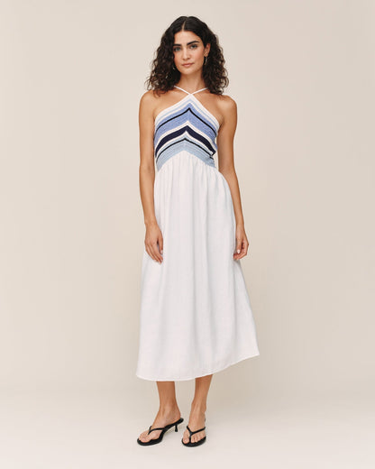 Bella Dahl Crochet Mixed Dress - Ocean Blue