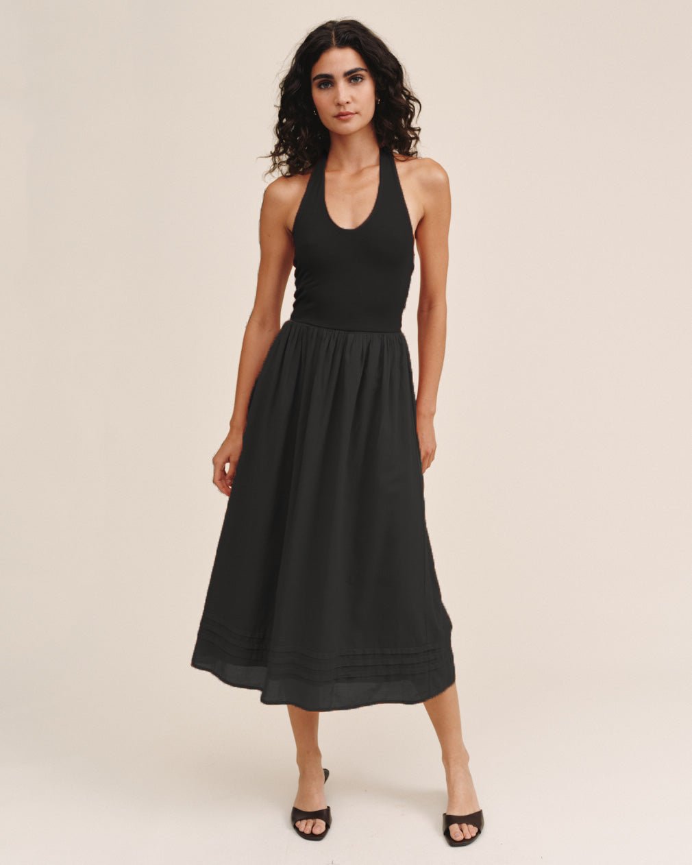 Bella Dahl Halter Neck Mixed Dress - Black