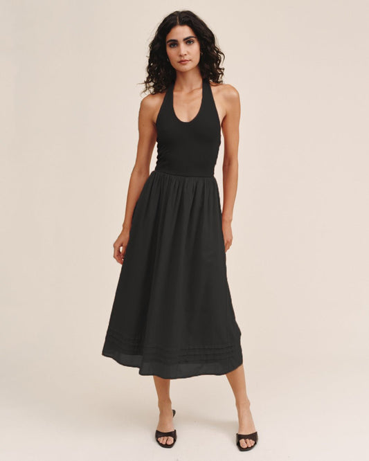 Bella Dahl Halter Neck Mixed Dress - Black