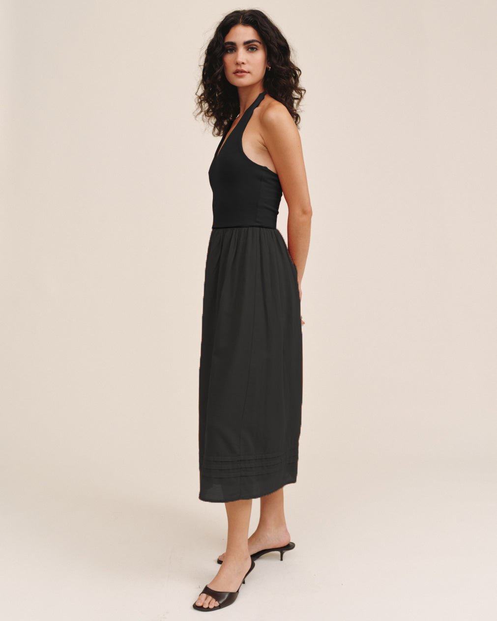 Bella Dahl Halter Neck Mixed Dress - Black