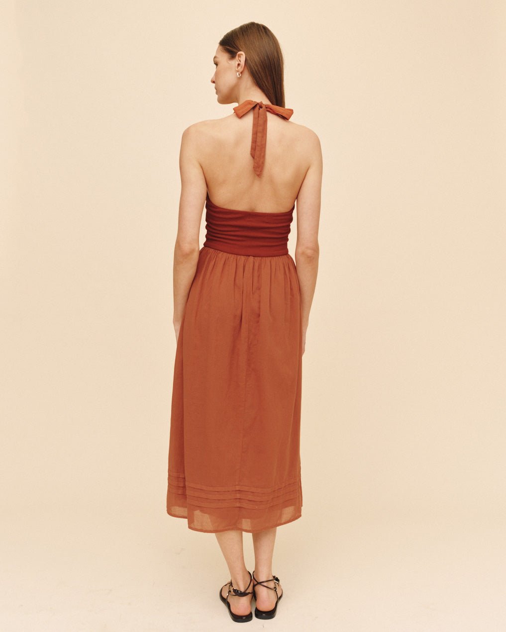 Bella Dahl Halter Neck Mixed Dress - Red Sand