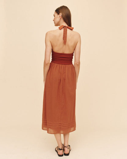 Bella Dahl Halter Neck Mixed Dress - Red Sand