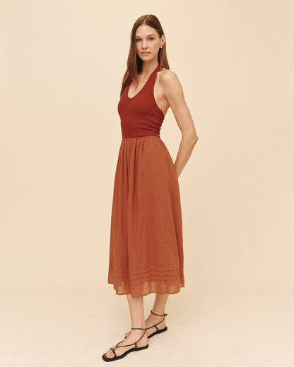 Bella Dahl Halter Neck Mixed Dress - Red Sand