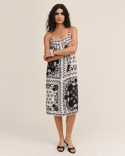 Bella Dahl Spaghetti Strap Midi Dress - Tropical Bandana Print