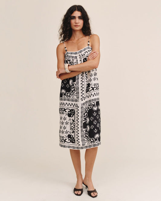 Bella Dahl Spaghetti Strap Midi Dress - Tropical Bandana Print