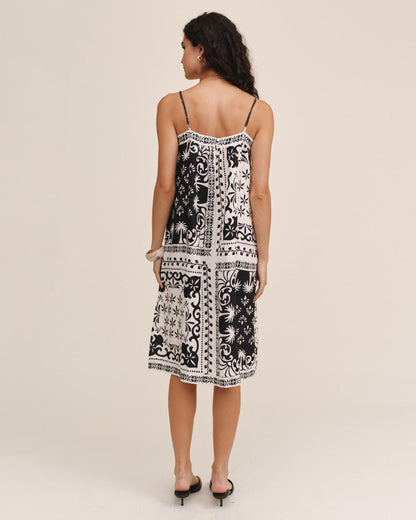 Bella Dahl Spaghetti Strap Midi Dress - Tropical Bandana Print