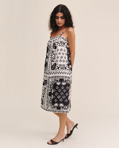 Bella Dahl Spaghetti Strap Midi Dress - Tropical Bandana Print