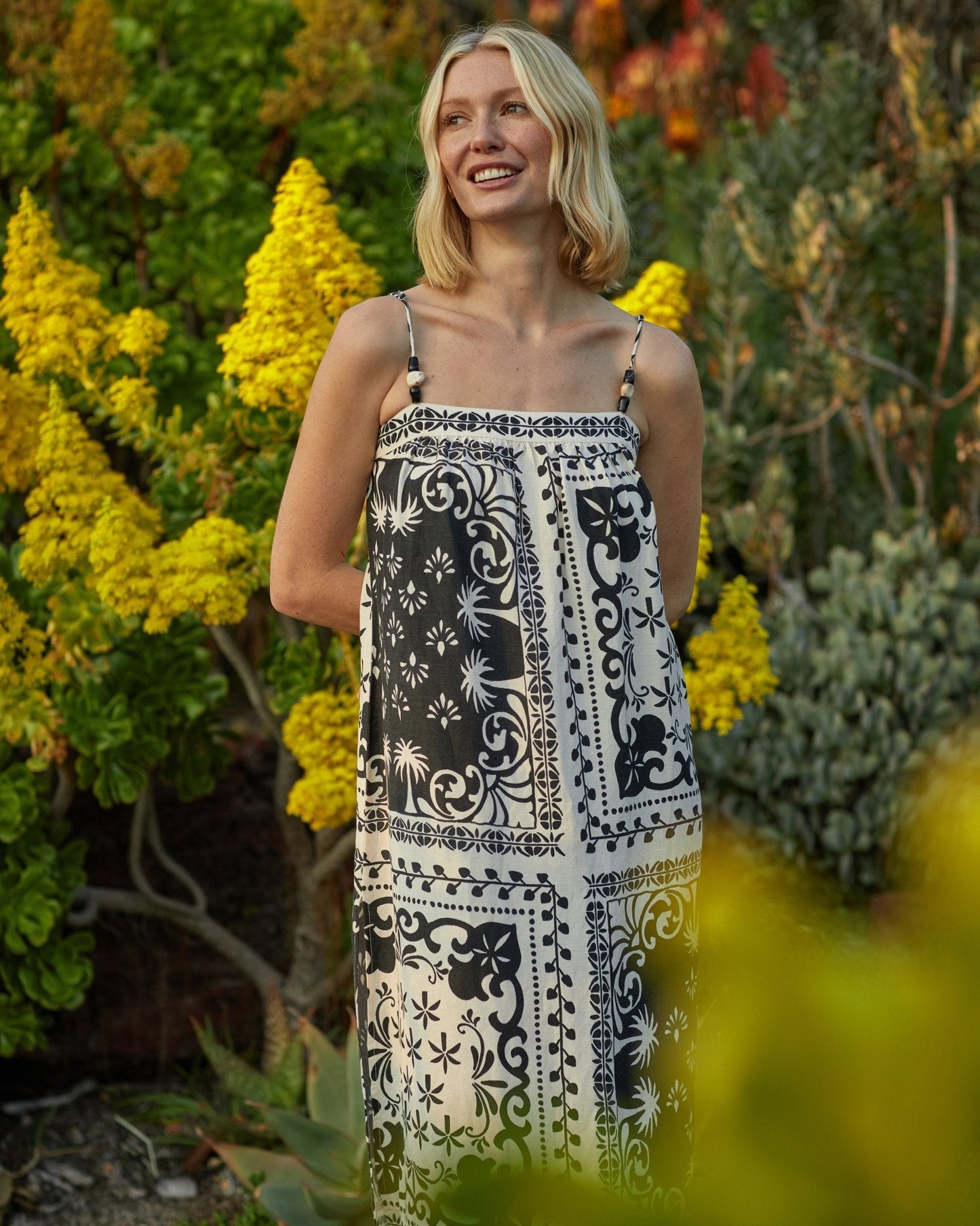 Bella Dahl Spaghetti Strap Midi Dress - Tropical Bandana Print