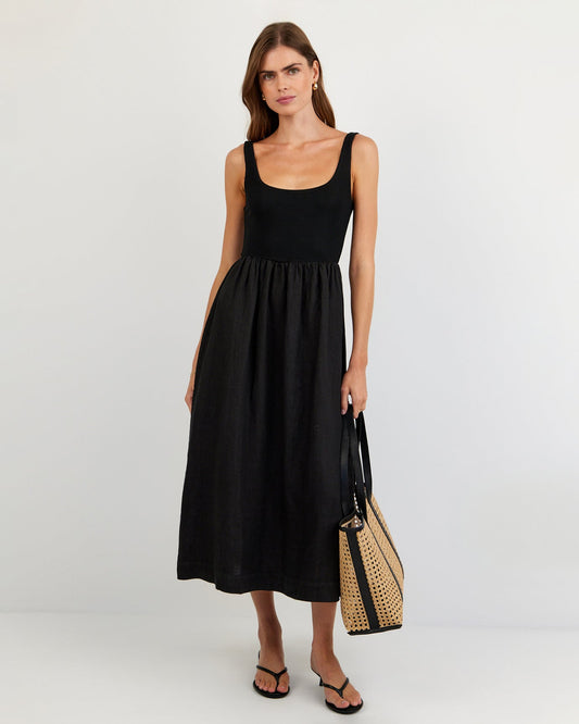 Bella Dahl Sleeveless Knit Combo Dress - Black - Bella Dahl