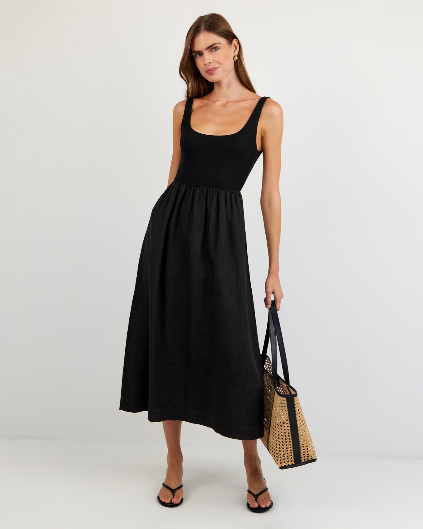 Bella Dahl Sleeveless Knit Combo Dress - Black - Bella Dahl