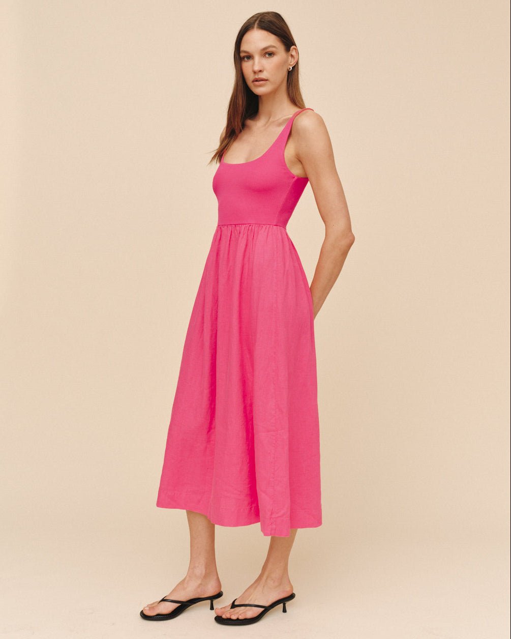 Bella Dahl Sleeveless Knit Combo Dress - Spiced Hibiscus