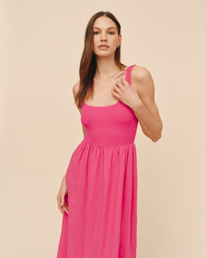 Bella Dahl Sleeveless Knit Combo Dress - Spiced Hibiscus