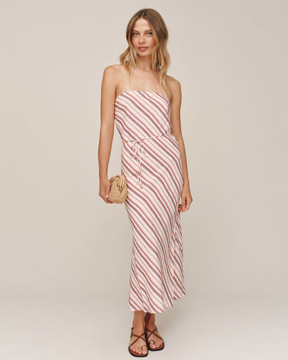 Bella Dahl Strapless Bias Maxi Dress - Sunset Stripe