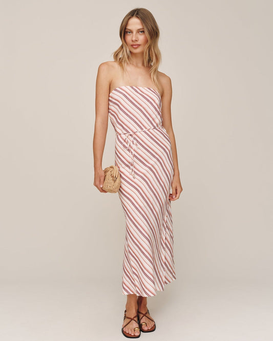 Bella Dahl Strapless Bias Maxi Dress - Sunset Stripe