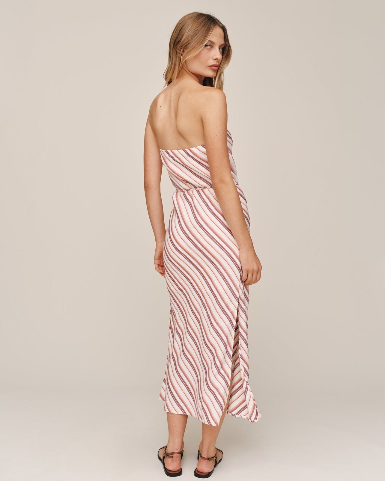 Bella Dahl Strapless Bias Maxi Dress - Sunset Stripe
