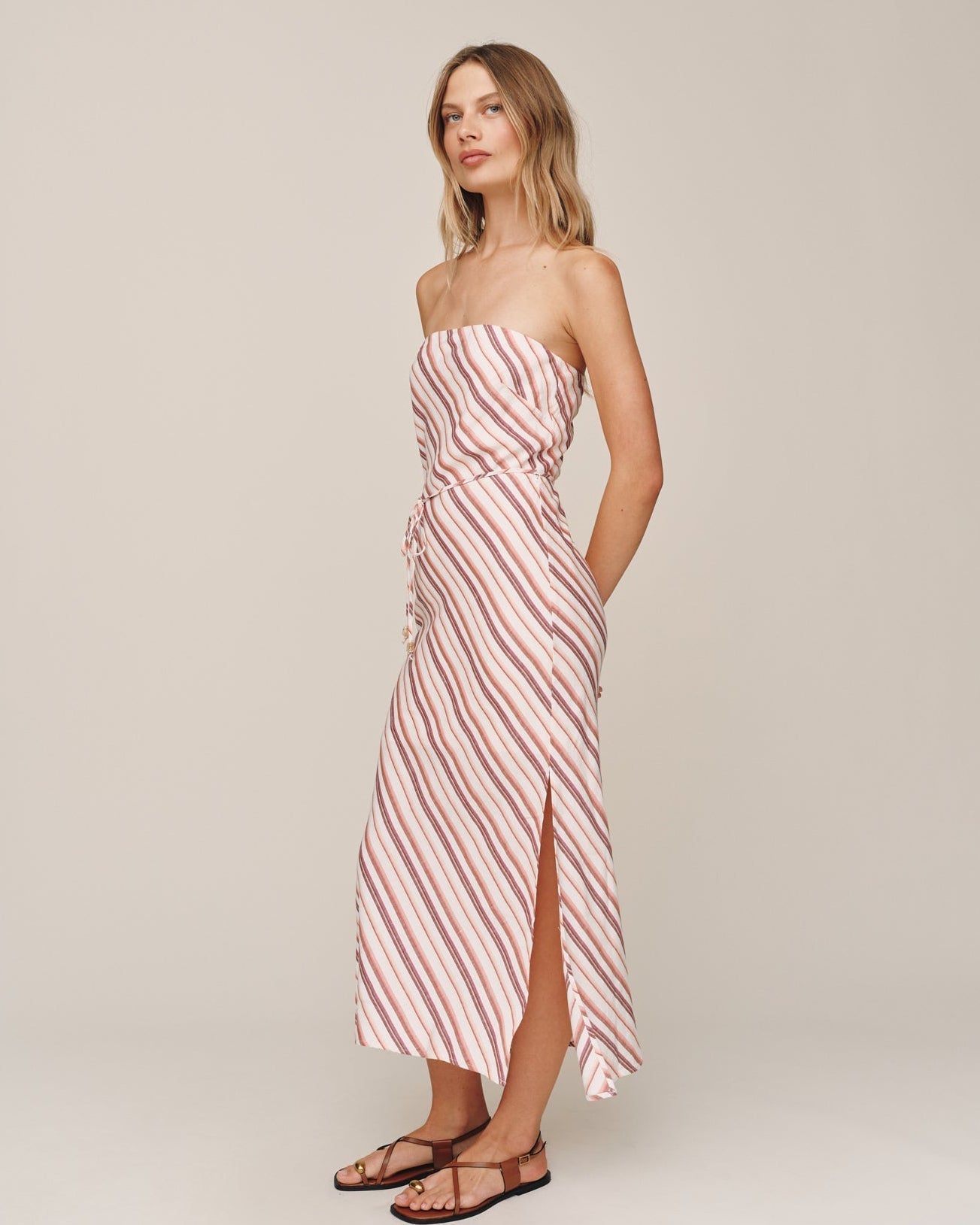 Bella Dahl Strapless Bias Maxi Dress - Sunset Stripe