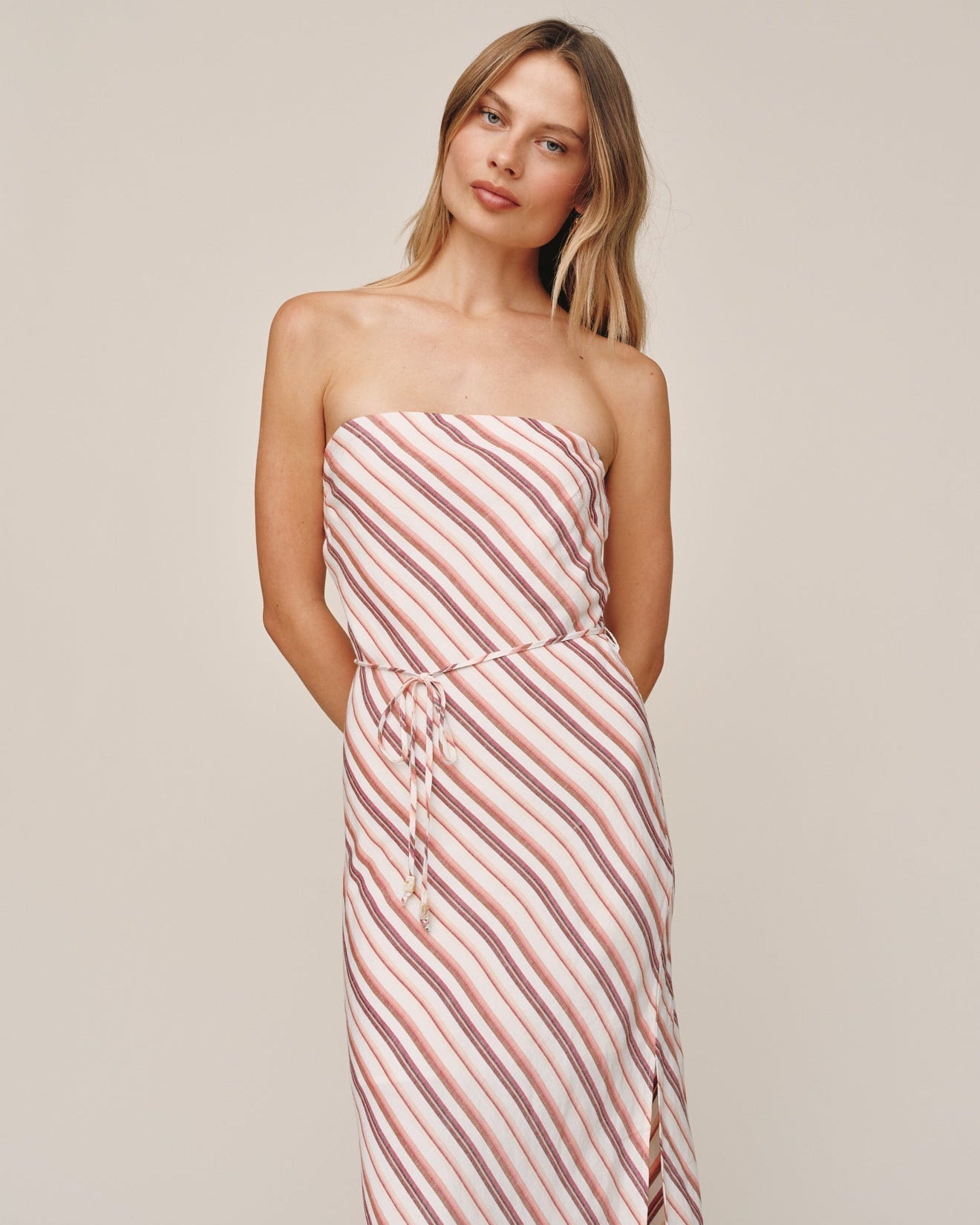 Bella Dahl Strapless Bias Maxi Dress - Sunset Stripe