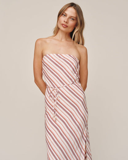 Bella Dahl Strapless Bias Maxi Dress - Sunset Stripe
