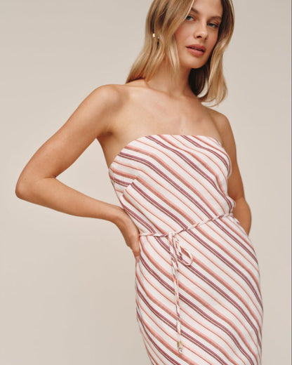 Bella Dahl Strapless Bias Maxi Dress - Sunset Stripe