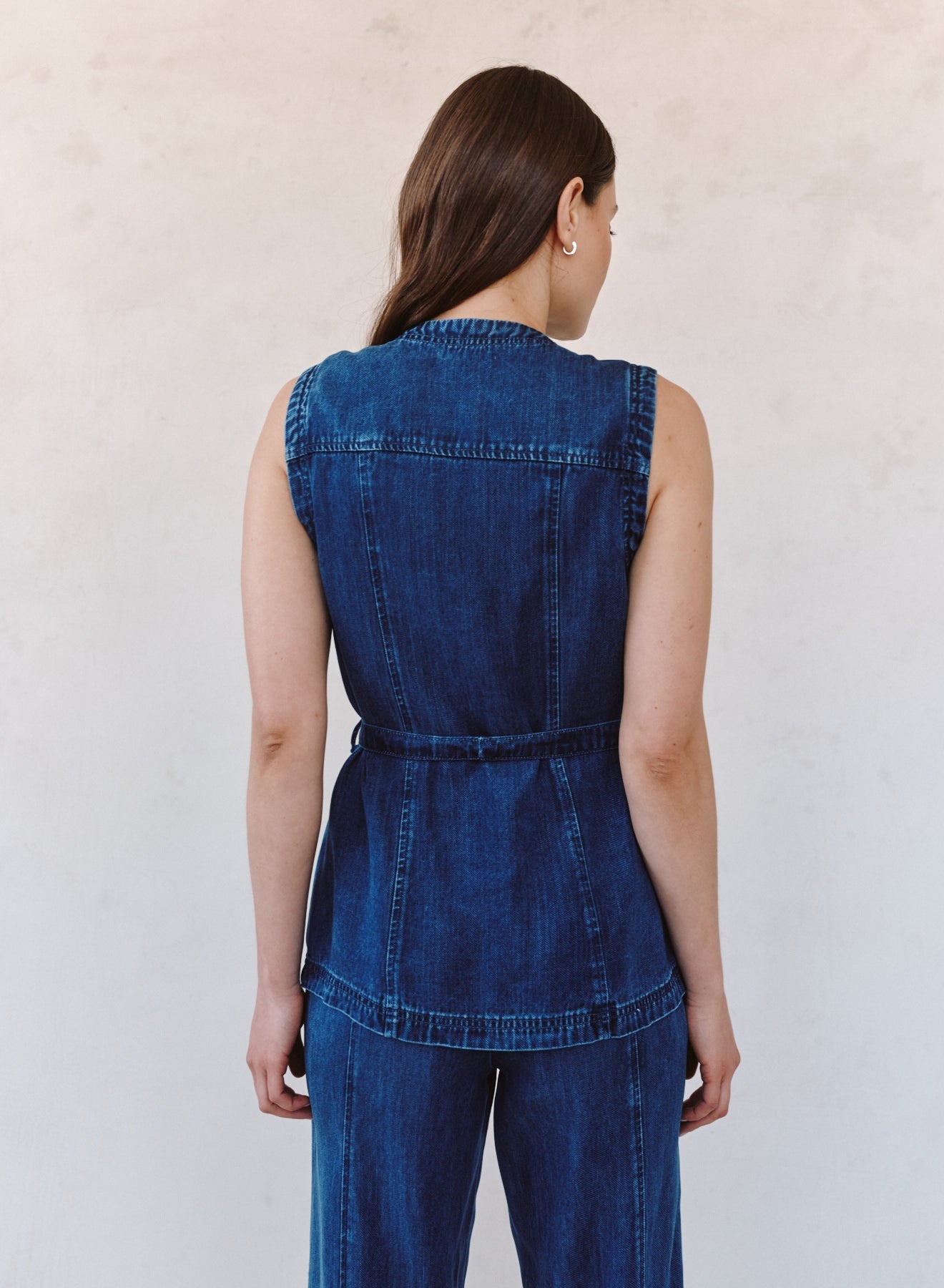 Bella Dahl Seamed Belted Vest - Horizon Blue Wash