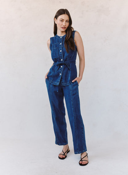 Bella Dahl Seamed Belted Vest - Horizon Blue Wash