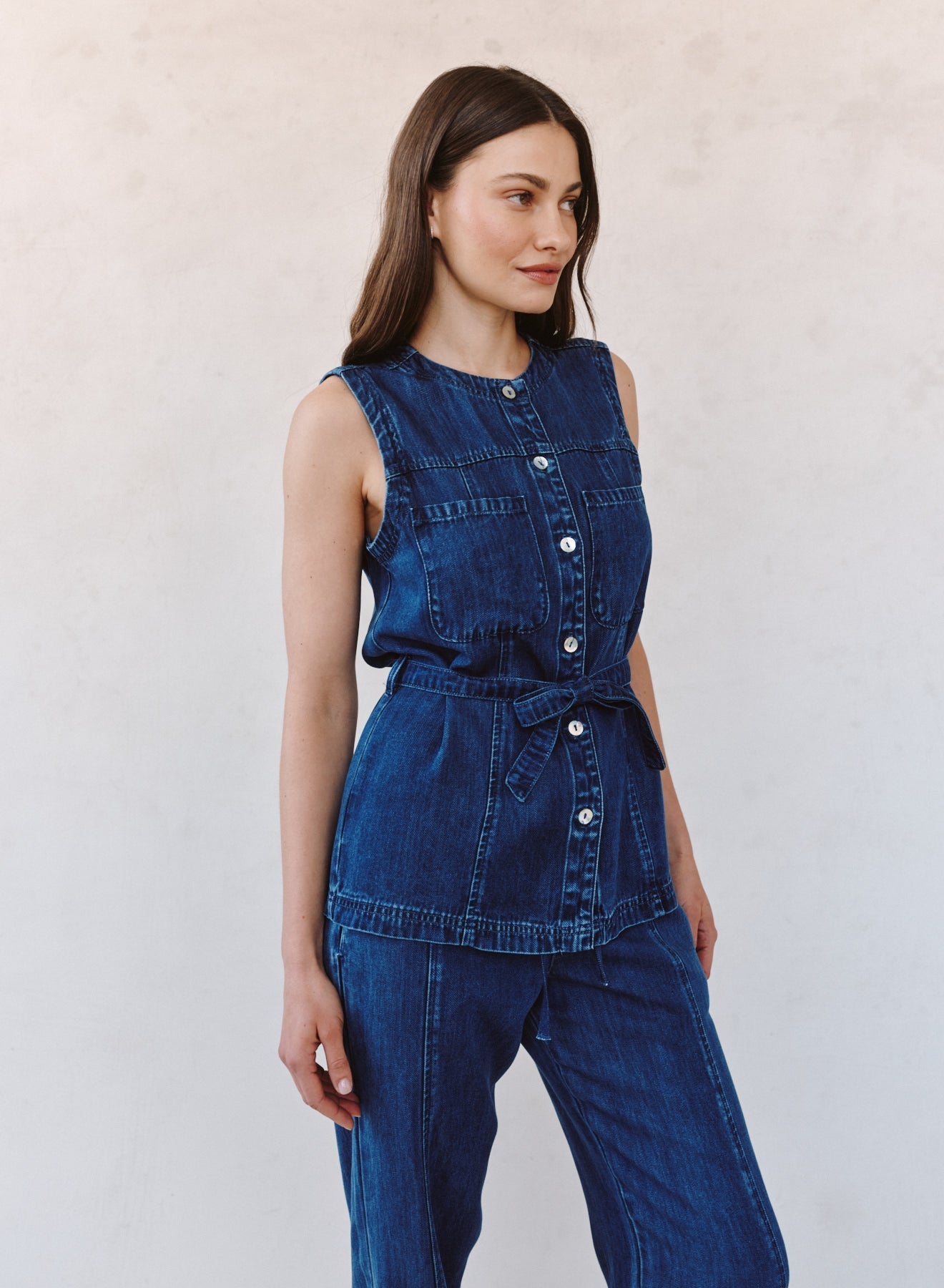 Bella Dahl Seamed Belted Vest - Horizon Blue Wash