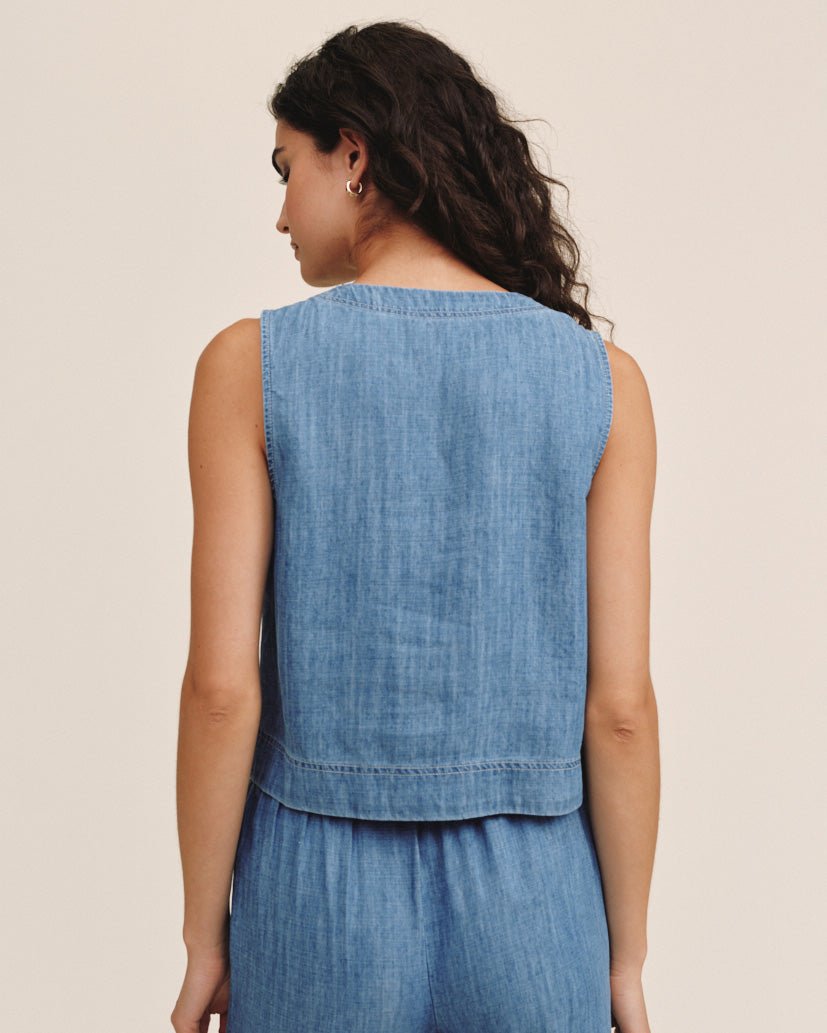 Bella Dahl Sleeveless Placket Pullover - Island Blue Wash