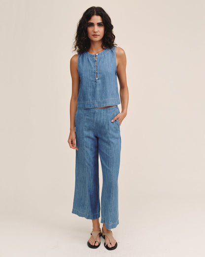 Bella Dahl Sleeveless Placket Pullover - Island Blue Wash