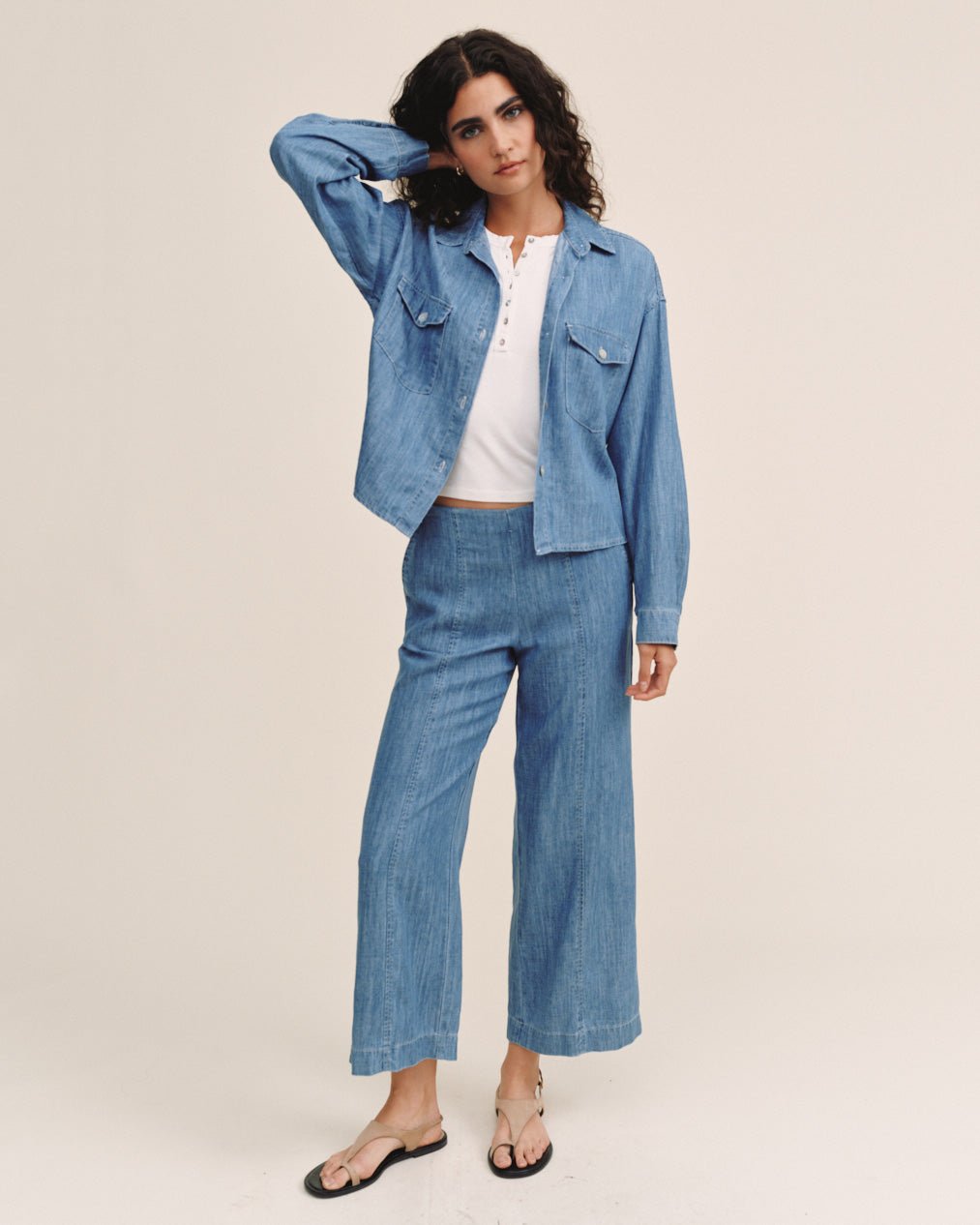 Bella Dahl Long Sleeve Flap Pocket Shirt - Island Blue Wash