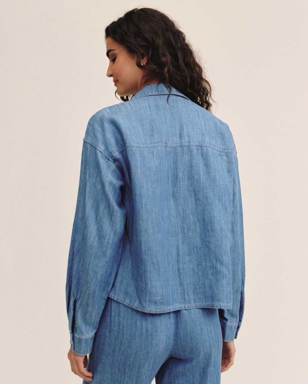 Bella Dahl Long Sleeve Flap Pocket Shirt - Island Blue Wash