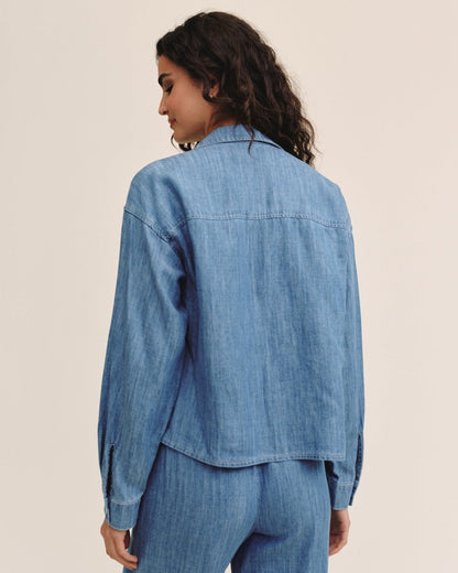 Bella Dahl Long Sleeve Flap Pocket Shirt - Island Blue Wash
