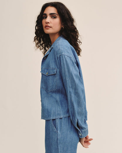 Bella Dahl Long Sleeve Flap Pocket Shirt - Island Blue Wash