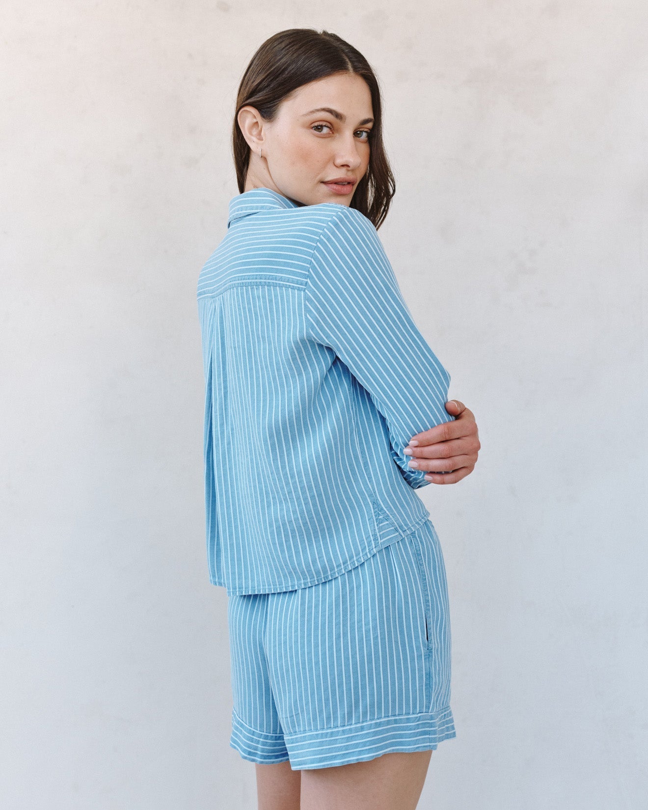 Bella Dahl Mixed Stripe Button Down Shirt - Coastal Stripe Wash