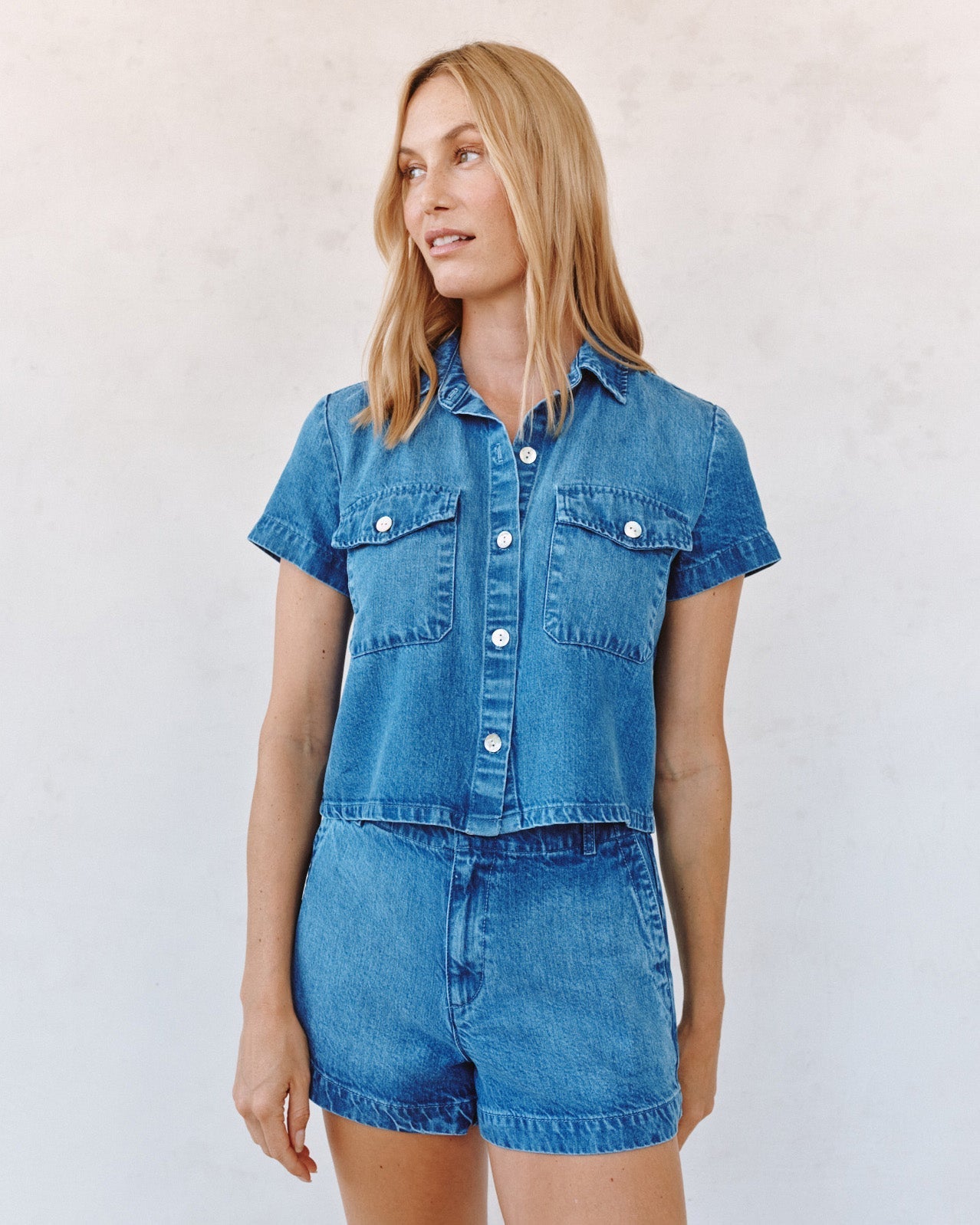 Bella Dahl Short Sleeve Flap Pocket Shirt - Spring Horizon Wash