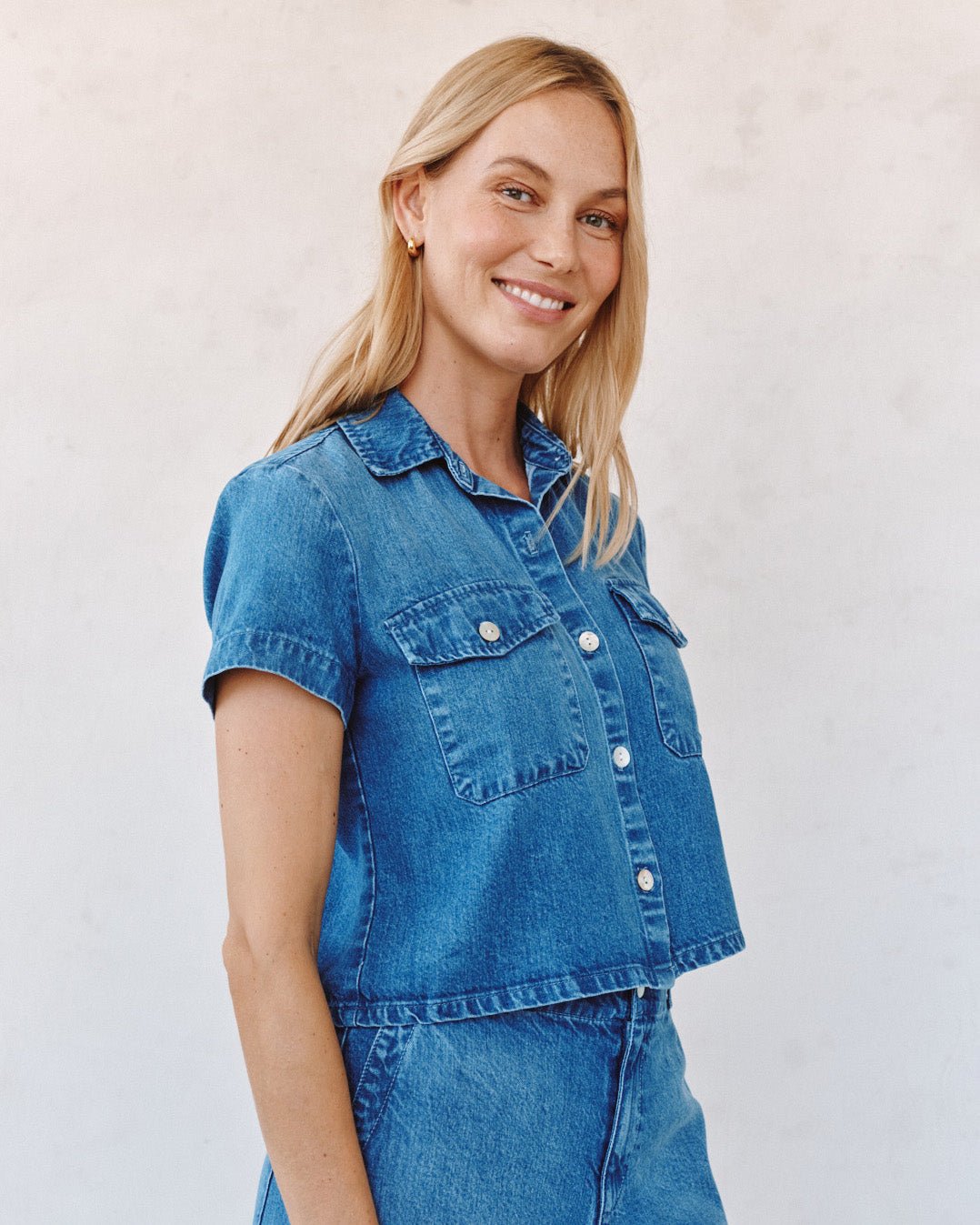 Bella Dahl Short Sleeve Flap Pocket Shirt - Spring Horizon Wash