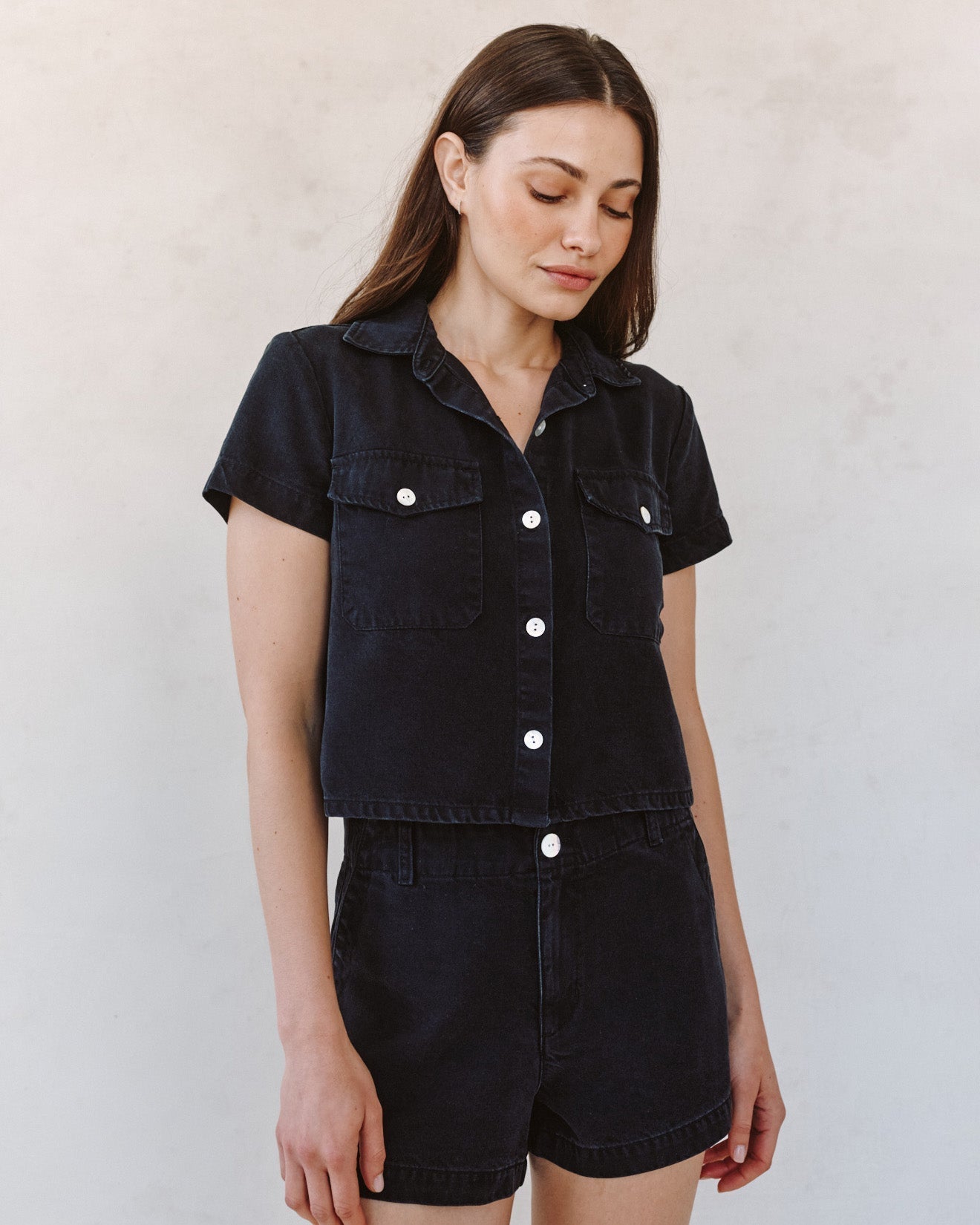 Bella Dahl Short Sleeve Flap Pocket Shirt - Antique Black Wash