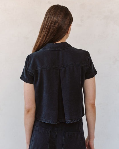 Bella Dahl Short Sleeve Flap Pocket Shirt - Antique Black Wash