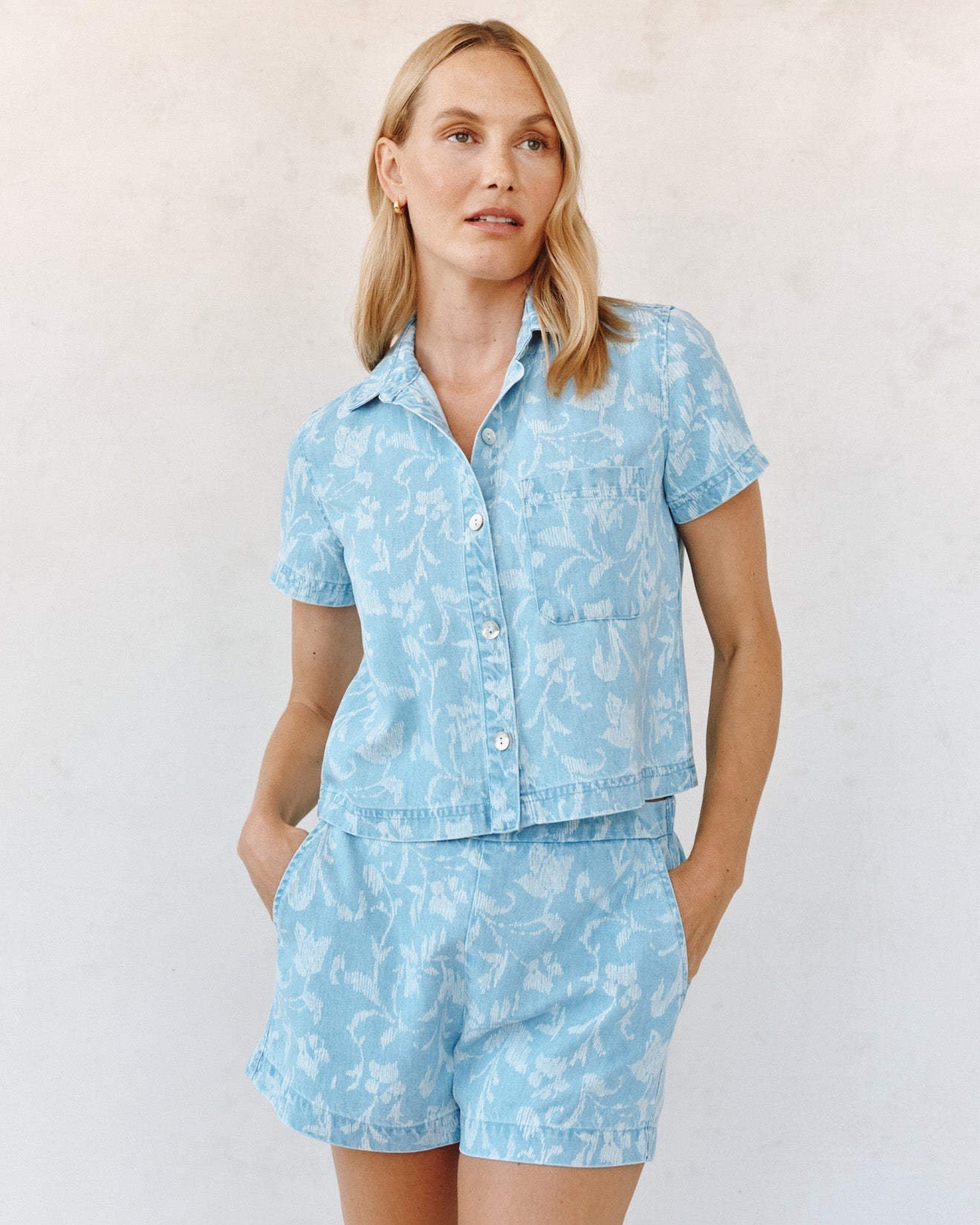 Bella Dahl Short Sleeve Pocket Button Down - Vintage Fleur Denim