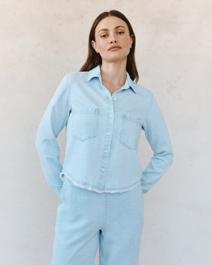 Bella Dahl Two Pocket Fray Hem Shirt - Coastal Fade Wash