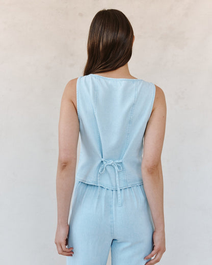 Bella Dahl Boatneck Seamed Vest - Coastal Fade Wash