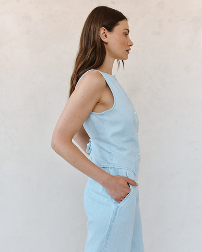 Bella Dahl Boatneck Seamed Vest - Coastal Fade Wash