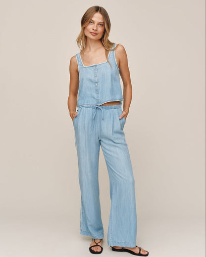 Bella Dahl Scallop Side Seam Pant - Ombre Mist Wash