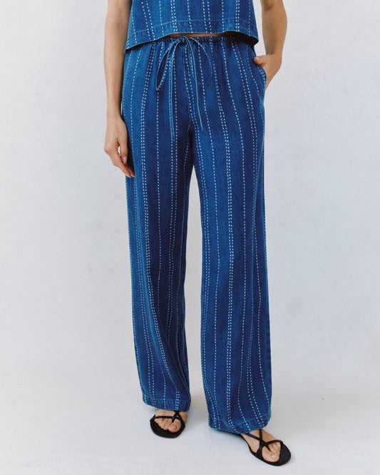 Bella Dahl Drawstring Pant - Indigo Stripe