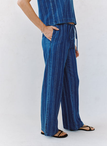 Bella Dahl Drawstring Pant - Indigo Stripe